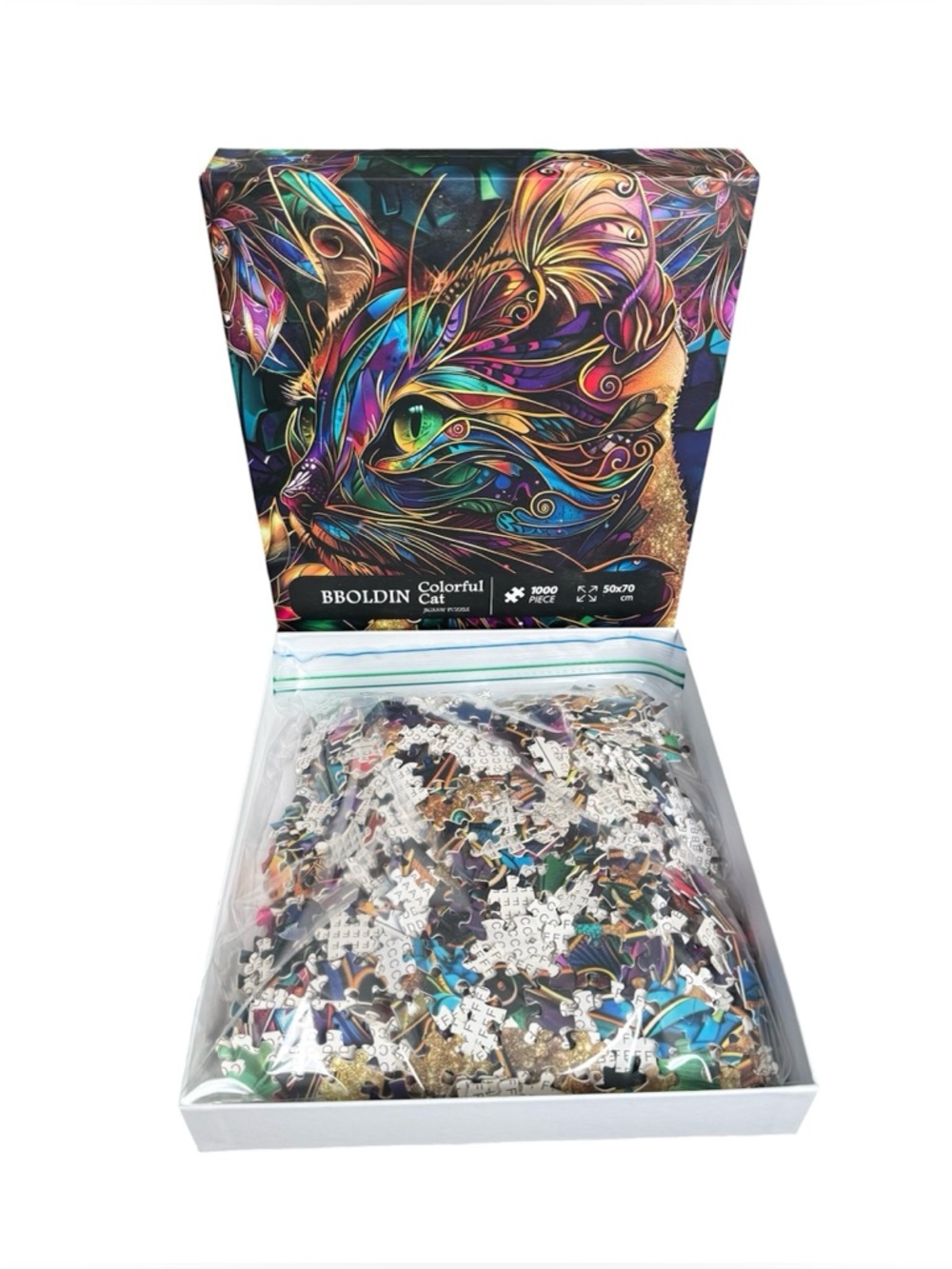 Colorful Cat Abstract Mosaic Pattern Jigsaw Puzzle 1000pcs Complete - Picture 4 of 5